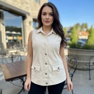 Christopher & Banks Khaki Utility Vest Women's Medium